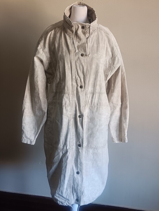 Andy Johns Jackets & Blazers - VTG Andy Johns Beige Marble Cotton Snap Up Denim Trench, Jacket Womens Medium